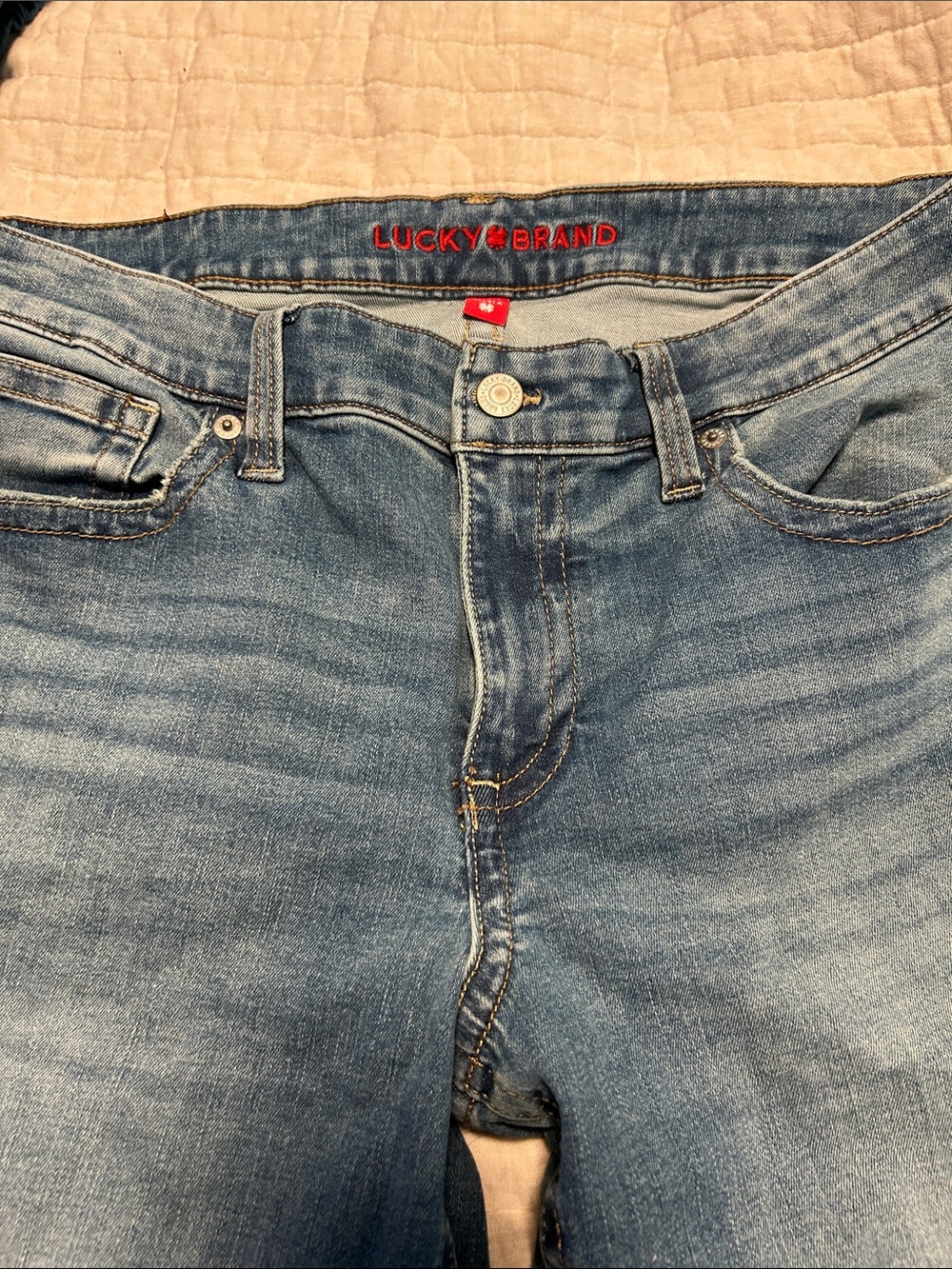 Lucky Brand Medium Blue Denim Jeans with Subtle Fade